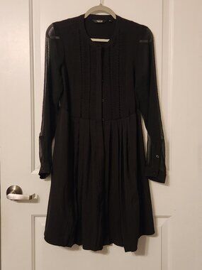 Simply Vera Vera Wang Black Long Sleeve Button Front Dress size Medium